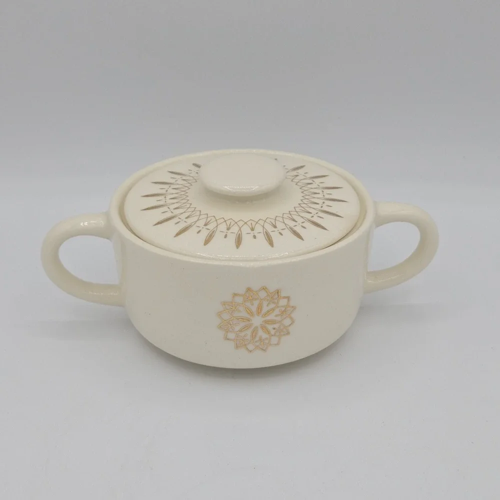 SCIO Fascination‎ Gold Loops Vintage Sugar Bowl And Lid Mcm Collectible Retro